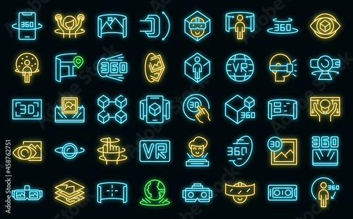 Virtual tour icons set outline vector. Video arrow. App design