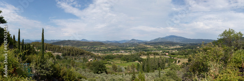 Panorama of Crestet picturesque and charming little medieval village in Vaucluse, France, Europe photo