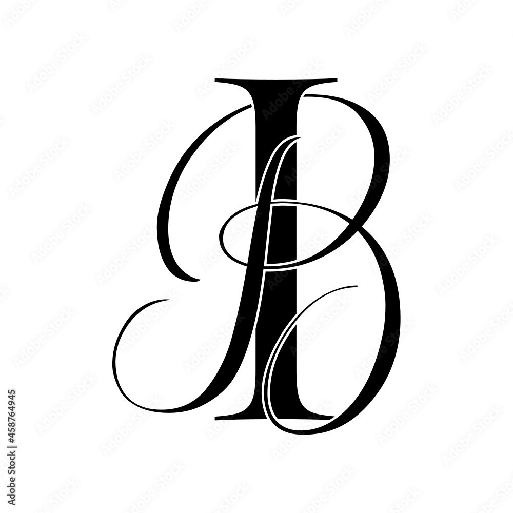 ib, bi, monogram logo. Calligraphic signature icon. Wedding Logo Monogram. modern monogram symbol. Couples logo for wedding ib, bi, monogram logo. Calligraphic signature icon. Wedding Logo Monogram. modern monogram symbol. Couples logo for wedding