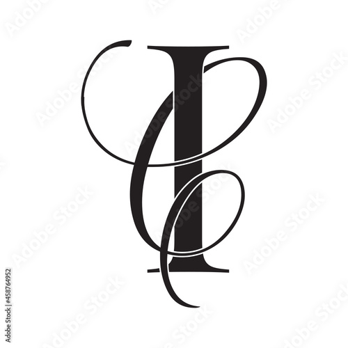 ic, ci, monogram logo. Calligraphic signature icon. Wedding Logo Monogram. modern monogram symbol. Couples logo for wedding