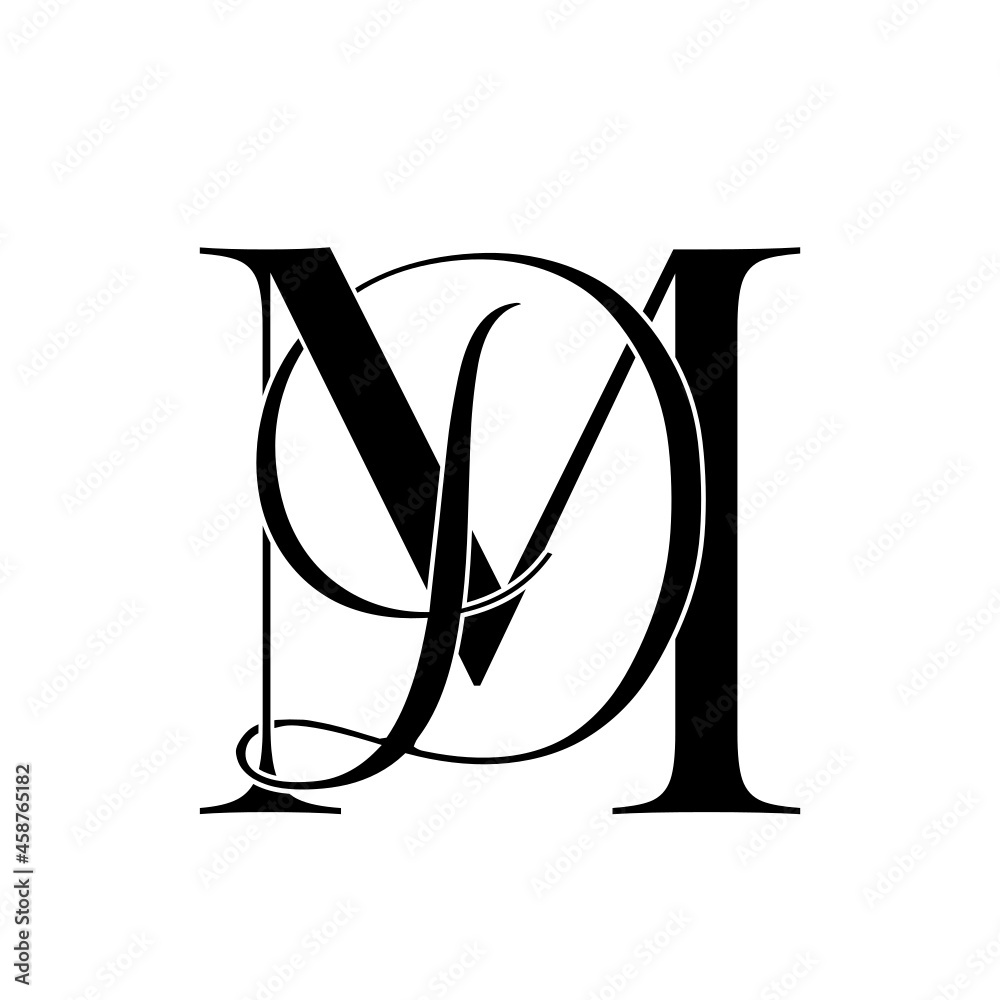 md, dm, monogram logo. Calligraphic signature icon. Wedding Logo