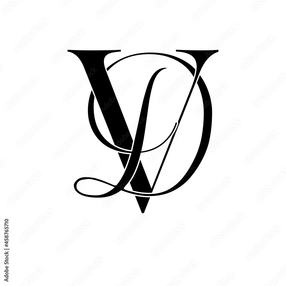 vd, dv, monogram logo. Calligraphic signature icon. Wedding Logo