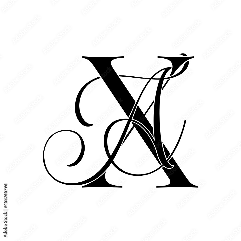 xa, ax, monogram logo. Calligraphic signature icon. Wedding Logo Monogram. modern monogram symbol. Couples logo for wedding
