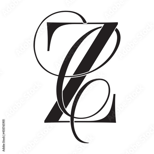 zc, cz, monogram logo. Calligraphic signature icon. Wedding Logo Monogram. modern monogram symbol. Couples logo for wedding