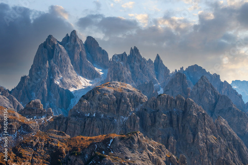 Special mountain peaks near Mount Tre Cime di Lavaredo (Drei Zinnen), Sexteni Valley, Trentino-Alto Adige