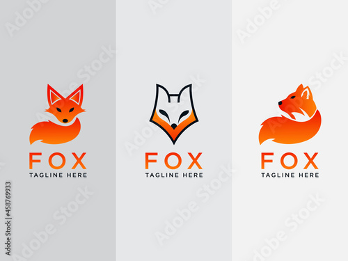 Animal fox Set logo icon design template flat vector