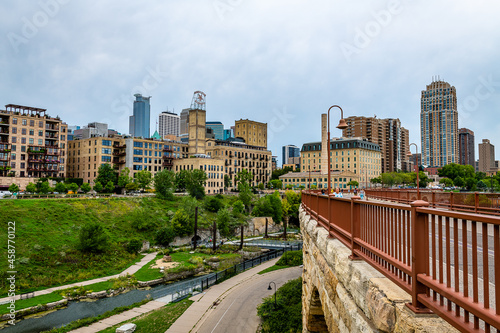 Mill Ruins Park and the Stone Arch Bridge in Minneapolis photo