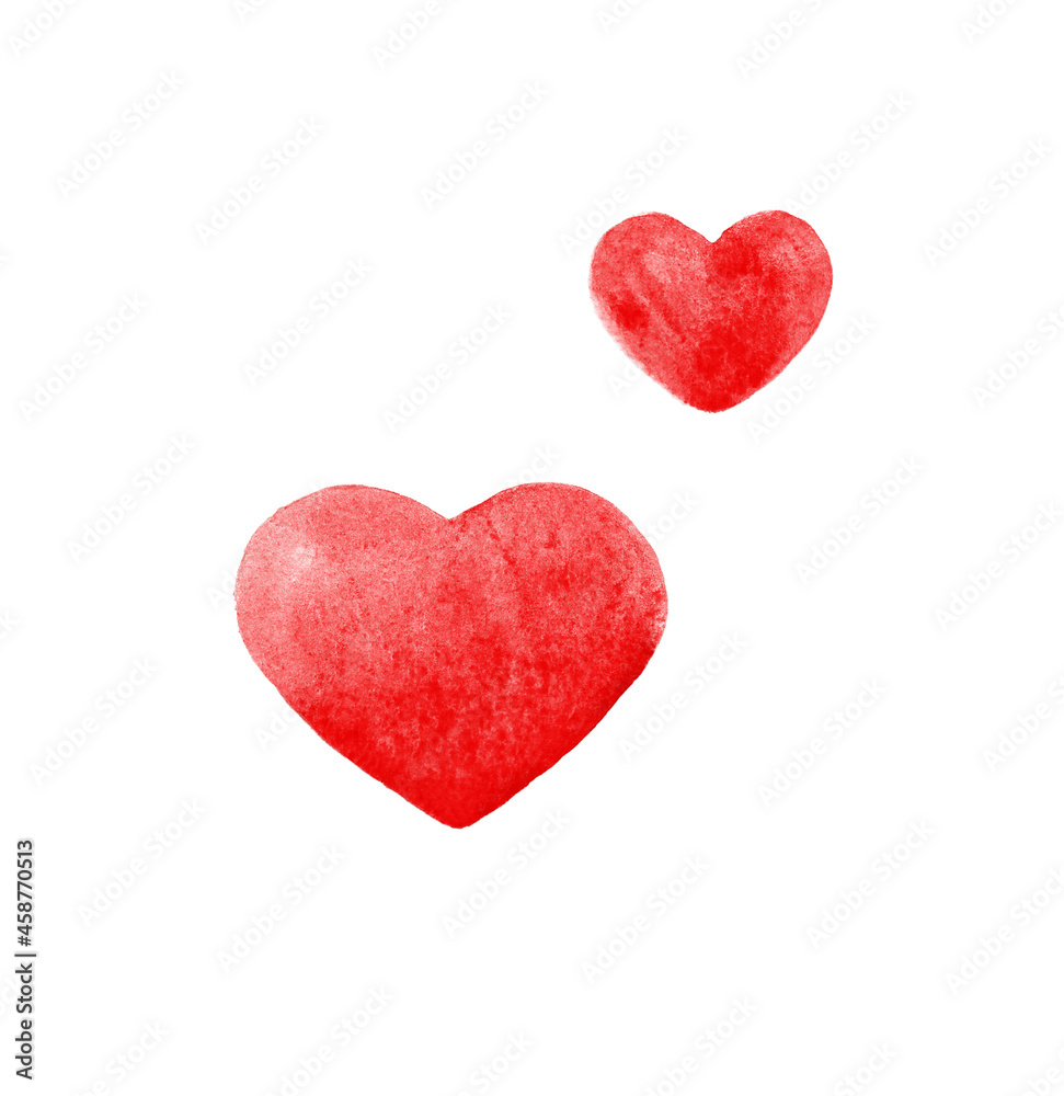 Two Red Love Hearts Isolated on White Background. Two Red Love Hearts Isolated on White Background.