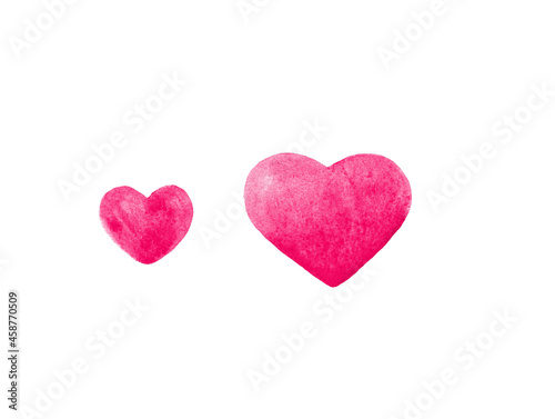 Two Pink Love Hearts Isolated on White Background.