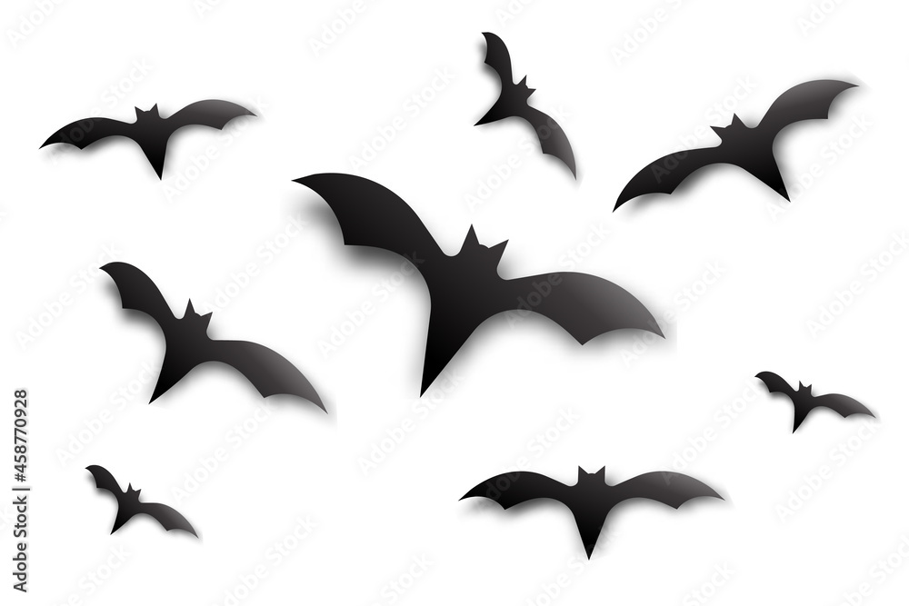 Naklejka premium Bats Silhouettes. Halloween design element. Vector illustration.