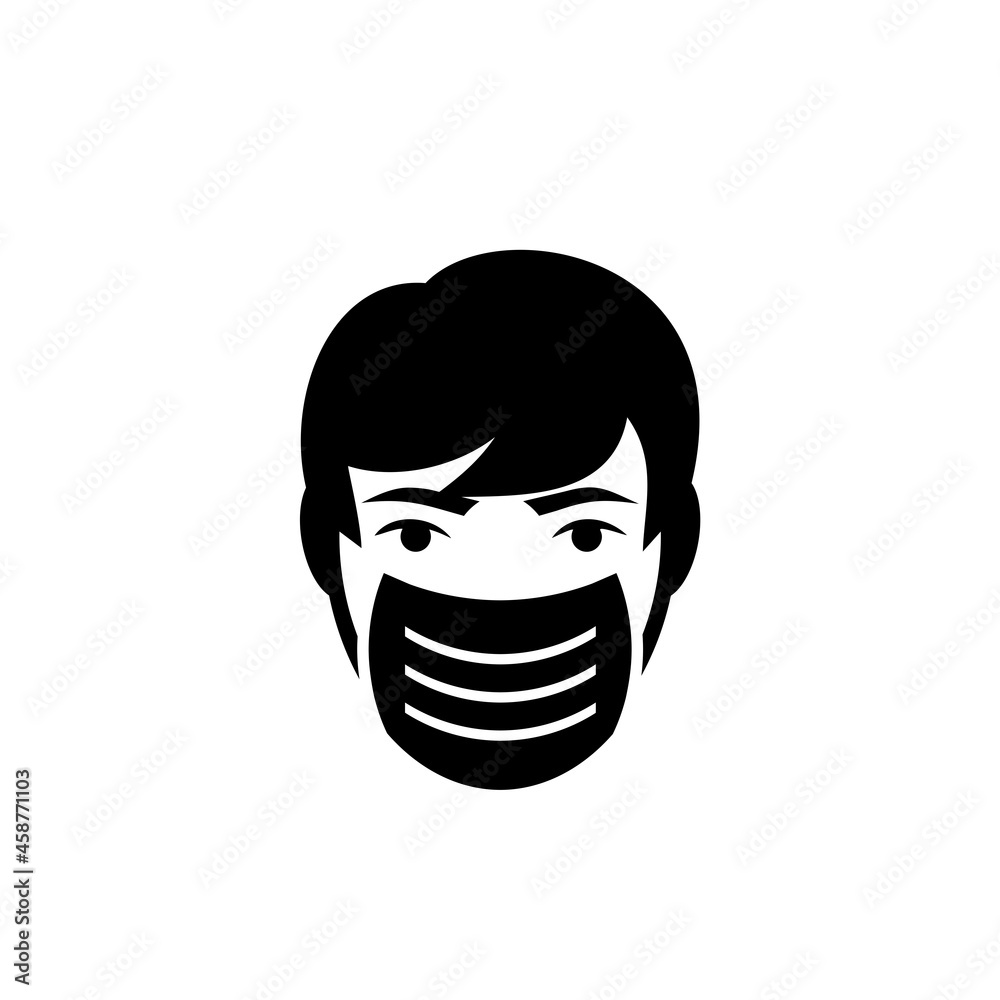 Face mask icon. Mask Required icon isolated on white background Face mask icon. Mask Required icon isolated on white background