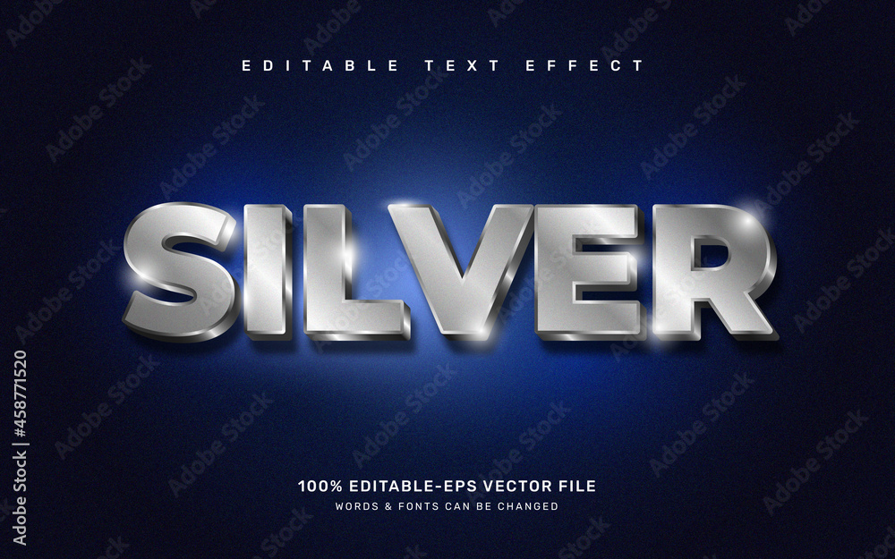 Silver text effect, editable font style