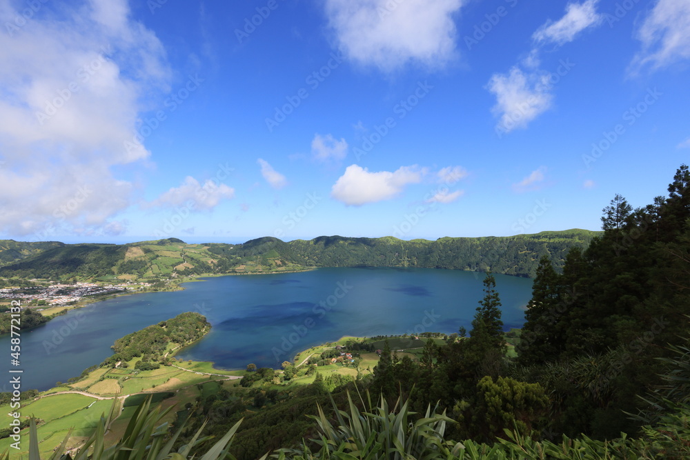 View of lagoa Azul, Sao Miguel island, Azores