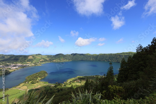 View of lagoa Azul, Sao Miguel island, Azores