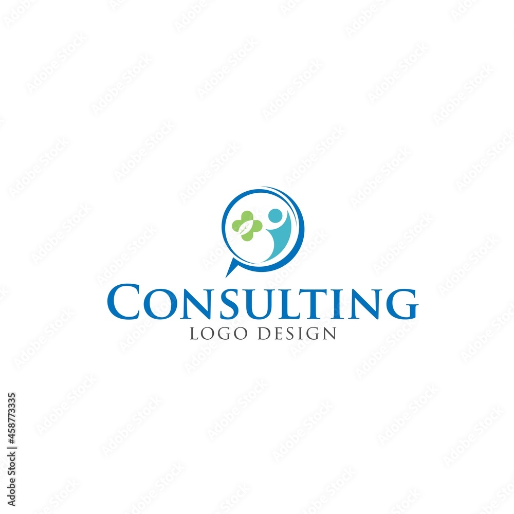 Logo Design for Consulting and Messaging Service, Featuring Chat Bubble, Leaf, and Human Elements for Communication and Advice Logo Design for Consulting and Messaging Service, Featuring Chat Bubble, Leaf, and Human Elements for Communication and Advice