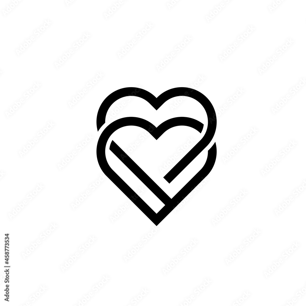 Double Heart Charity Logo . Romantic and Caring Symbol for Love, Health, and Social Connection Branding Double Heart Charity Logo . Romantic and Caring Symbol for Love, Health, and Social Connection Branding