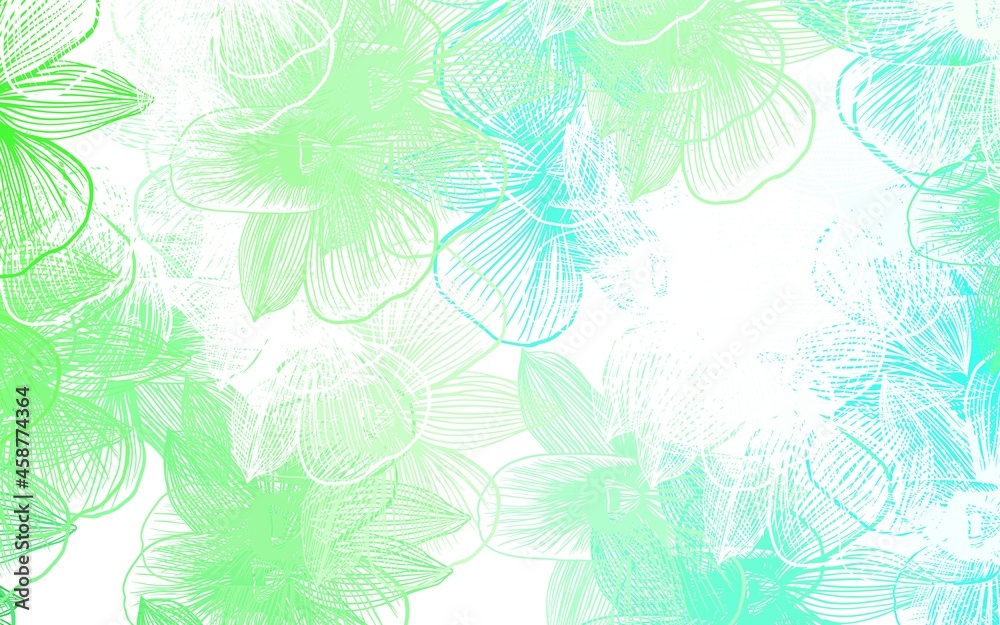 Fototapeta premium Light Green vector abstract background with flowers.