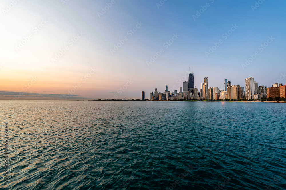 Views of the Chicago Skyline at Dawn