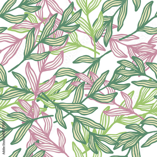 Wallpaper Mural Modern forest branch with leaves seamless pattern. Vintage foliage backdrop. Torontodigital.ca