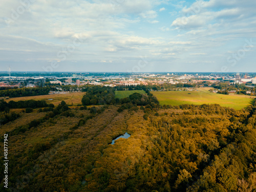Aerial drone view of the s-Hertogenbosch city in Noord Brabant  the Netherlands