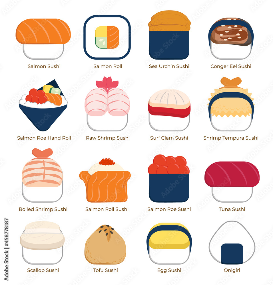 Cute Sushi flat illustration collection