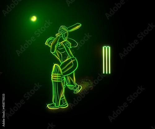 cricket player neon vector neon art
