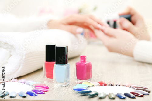Different tools for manicure on table