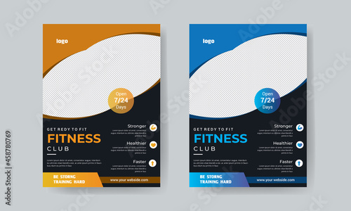2 colorful accents template fitness body building and gym flyer A4 size template