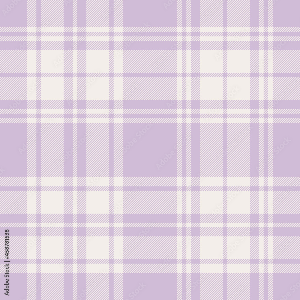 Vecteur Stock Flannel check pattern in pastel lilac purple and off white.  Seamless Scottish tartan plaid texture for spring summer shirt, blanket,  duvet cover, throw, poncho, other modern fashion fabric print.