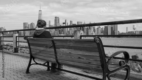 person on bench