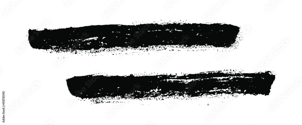 Grunge paint roller. Vector brush stroke.  Distressed banner. Black stripes isolated on white background. Paintbrush collection. Modern textured shape. Dry border in black. Bulge lines.  - obrazy, fototapety, plakaty 