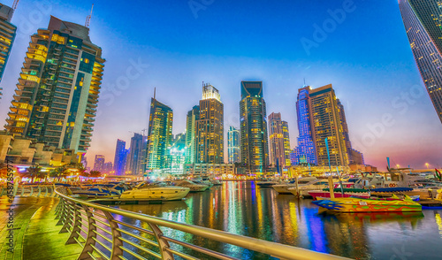Dubai Marina skyline at sunset, UAE