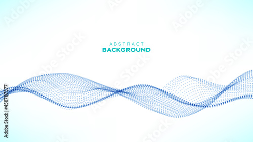 Abstract dots particles flowing wavy blue on a white background. Vector illustration design elements