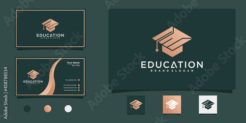 Modern education logo with combined concept of letter E and toga hat Premium vekto
