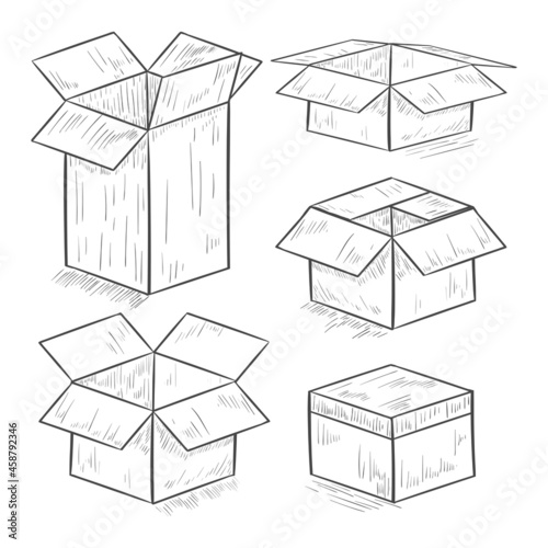 Box. Packaging. Set. On a white background