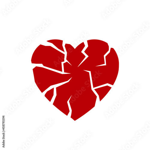 Broken cracked heart logo icon 