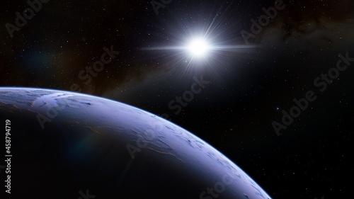 Planets and galaxy, beauty of deep space 3d illustration