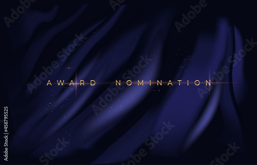 Elegant poster for awarding nominees. Dark canvas with blue strokes and shiny inscription. Template for social networks and printing. Cartoon flat vector illustration isolated on black background