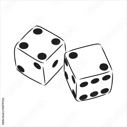 Sketch two dices game dice vector sketch