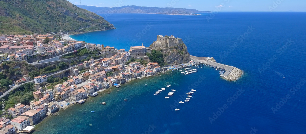 Beautiful aerial view of Scilla, Calabria - Italy