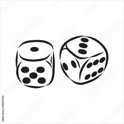 Sketch two dices game dice vector sketch