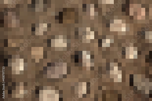Abstract modern leopard pixel texture. Animals trendy background. Brown shapes formed from merged small squares for print, card, postcard, fabric, textile. Modern ornament of stylized skin