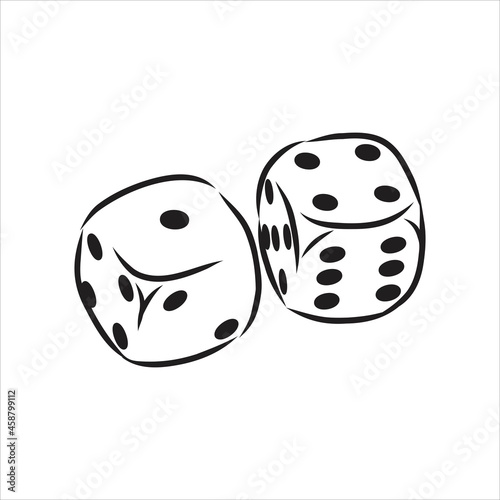 Sketch two dices game dice vector sketch