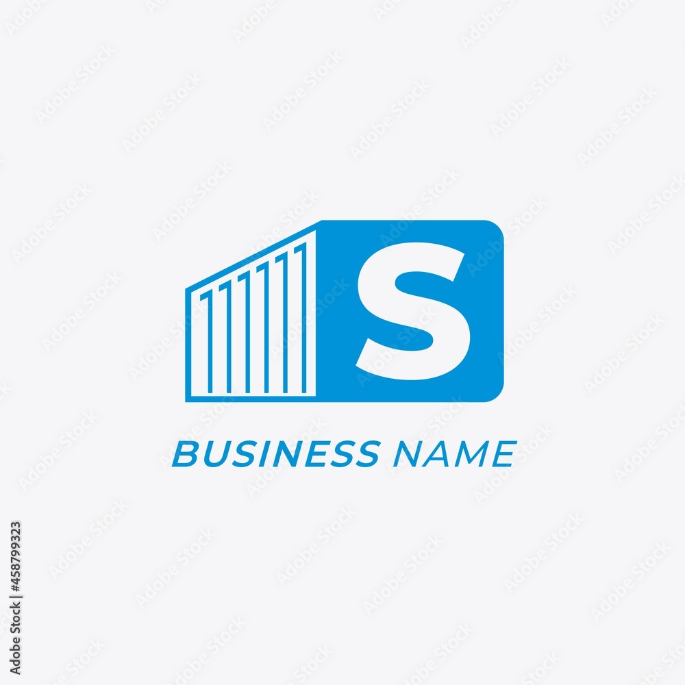 design logo creative letter S and container design logo creative letter S and container