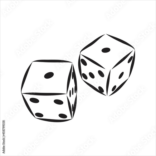 Sketch two dices game dice vector sketch