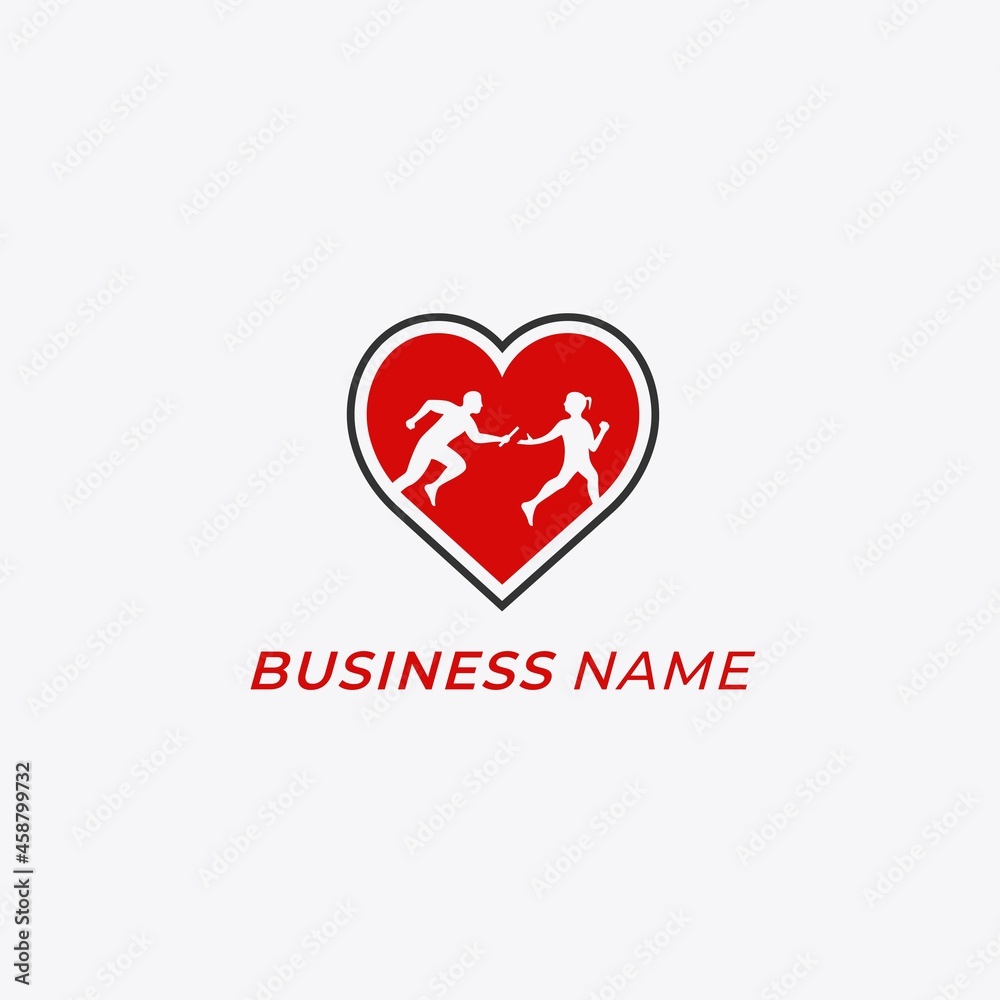 design logo creative running combine heart