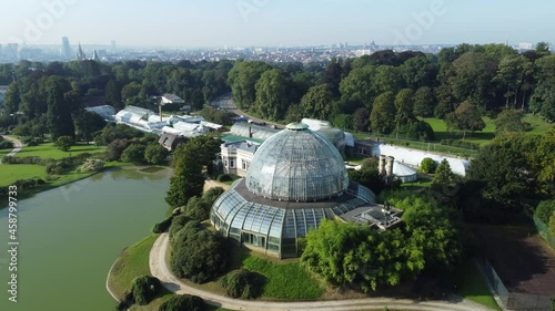 Drone flying near the Royal Greenhouses in Laeken, Brussels, Belgium