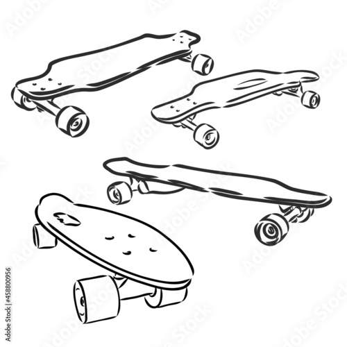 Skateboarding vector illustration. Hand sketched skateboards skateboard vector