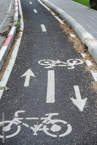 lane for bicycle for transportaton and sport in the city for health traffic  safety outdoor
