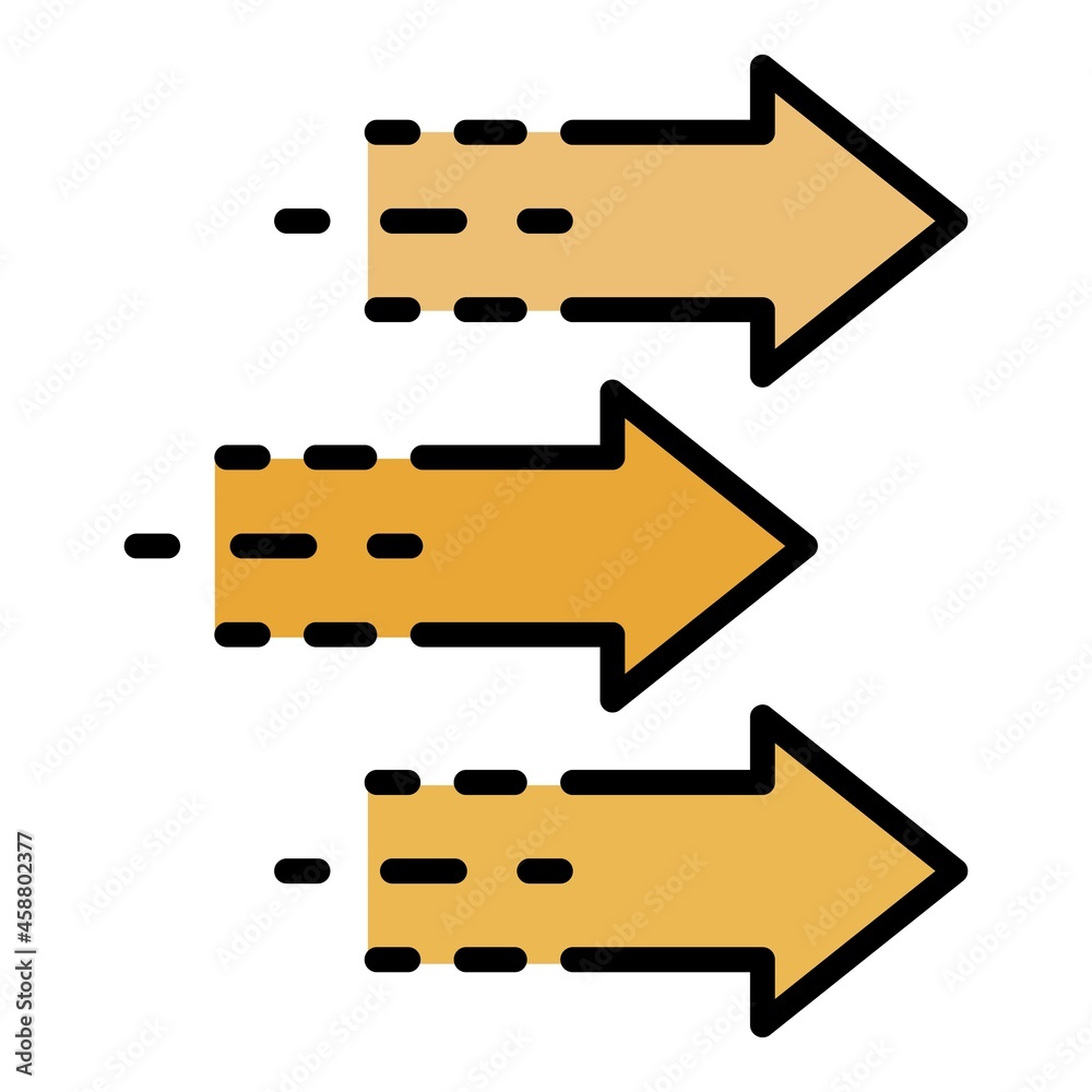Obraz premium Three arrows icon. Outline three arrows vector icon color flat isolated
